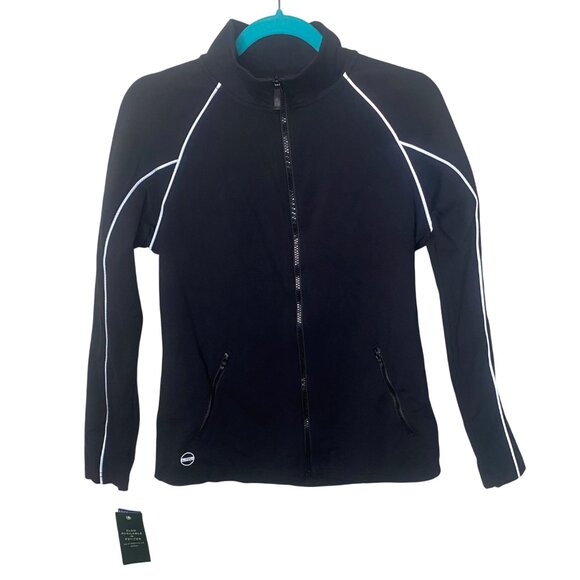 NWT Lauren Ralph Lauren Active Jacket Womens Size M Black Full-Zip Track - Picture 1 of 11